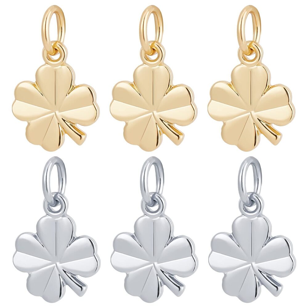 9302 40Pcs/Box 2 Colors Four Leaf Clover Charms 18K Gold& Platinum Plated